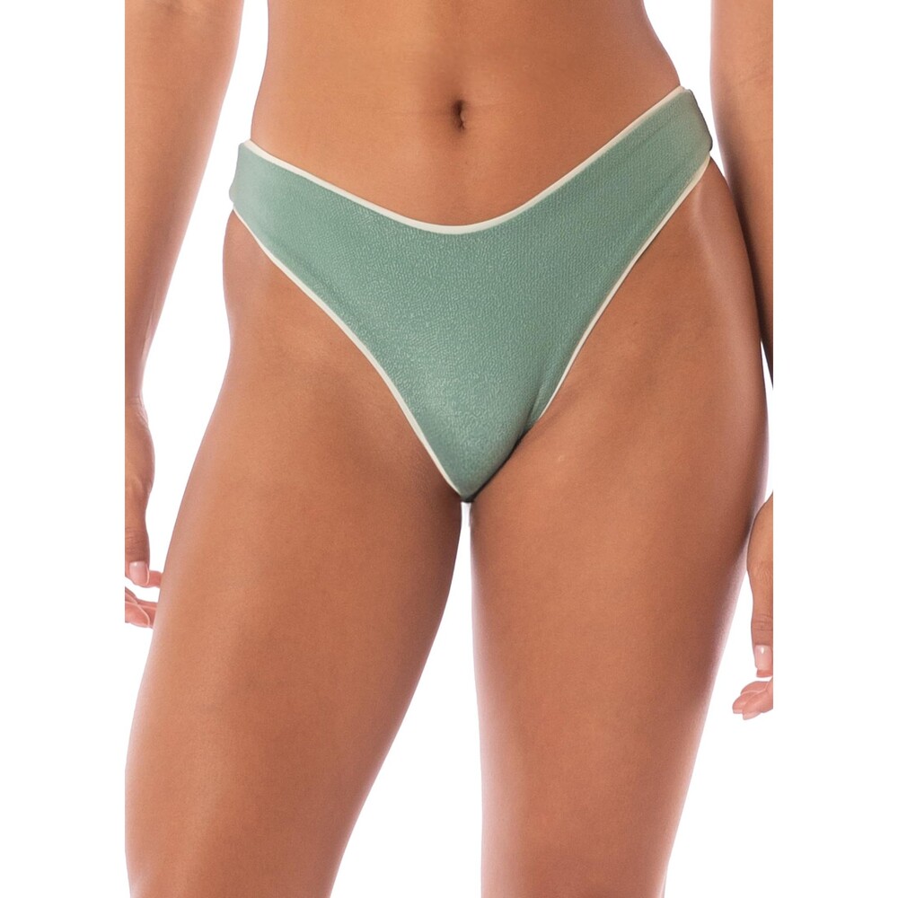 Maaji Shamrock Green Sully High Rise Classic Bikini Bottom Reversible L NWT